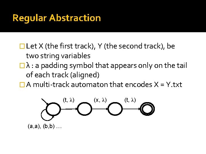 Regular Abstraction � Let X (the first track), Y (the second track), be two