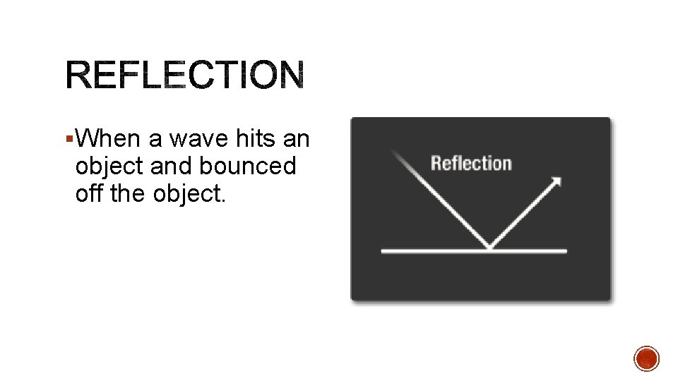 §When a wave hits an object and bounced off the object. 