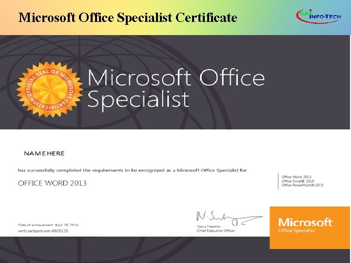 Microsoft Office Specialist Certificate 