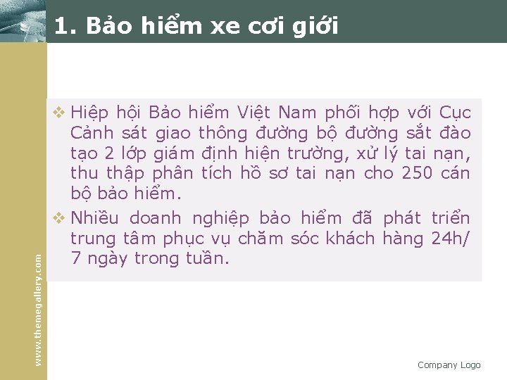 www. themegallery. com 1. Bảo hiểm xe cơi giới v Hiệp hội Bảo hiểm