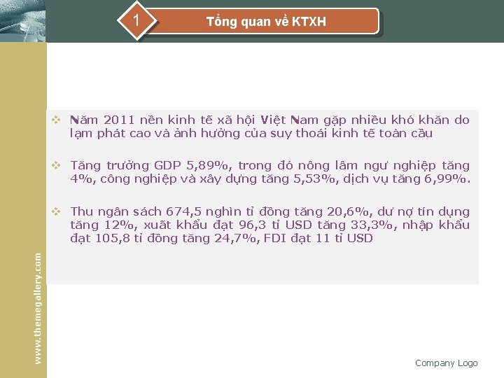 1 Tổng quan về KTXH v Năm 2011 nền kinh tế xã hội Việt