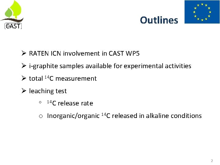 Outlines RATEN ICN involvement in CAST WP 5 i-graphite samples available for experimental activities