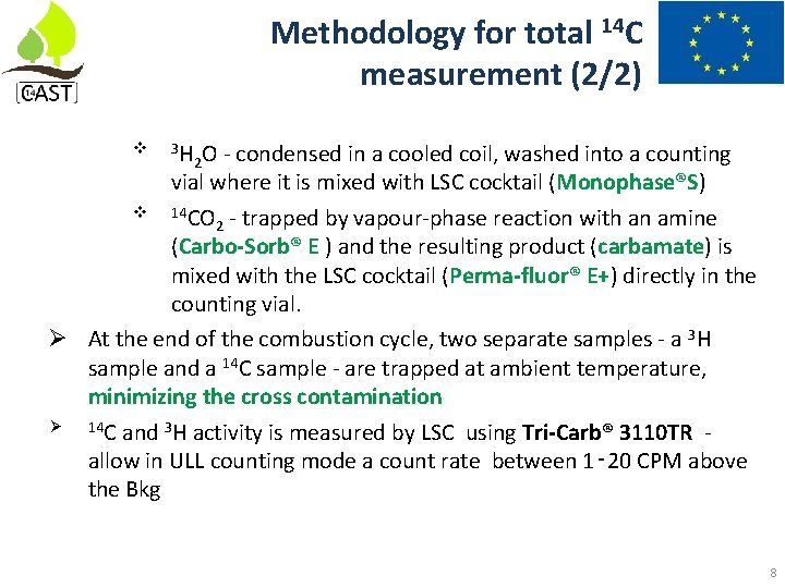 Methodology for total 14 C measurement (2/2) - condensed in a cooled coil, washed