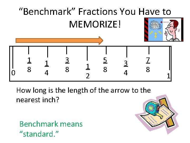 “Benchmark” Fractions You Have to MEMORIZE! 0 1 8 1 4 3 8 1
