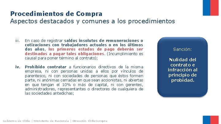 Procedimientos de Compra Aspectos destacados y comunes a los procedimientos iii. iv. En caso