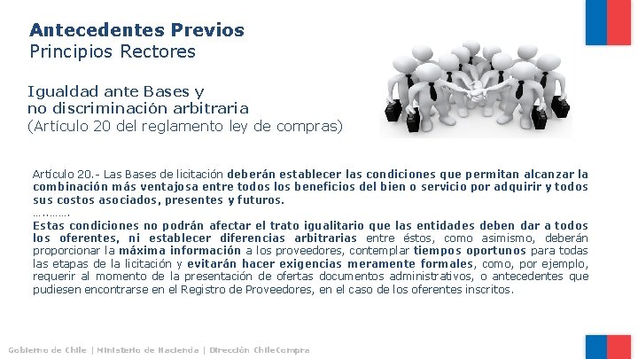 Antecedentes Previos Principios Rectores Igualdad ante Bases y no discriminación arbitraria (Artículo 20 del