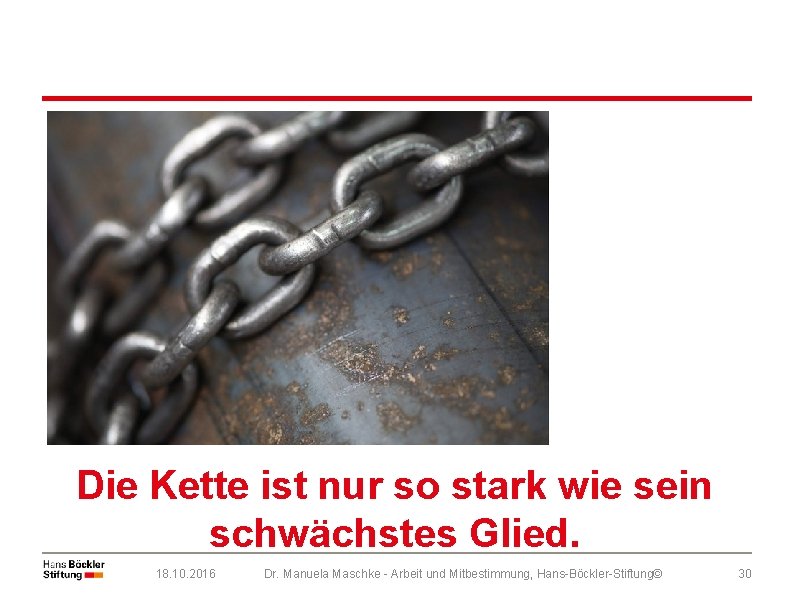 Die Kette ist nur so stark wie sein schwächstes Glied. 18. 10. 2016 Dr.