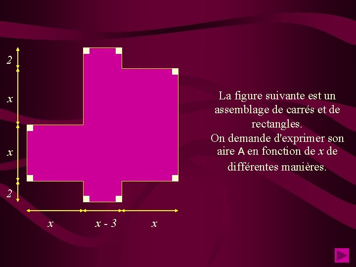 2 La figure suivante est un assemblage de carrés et de rectangles. On demande