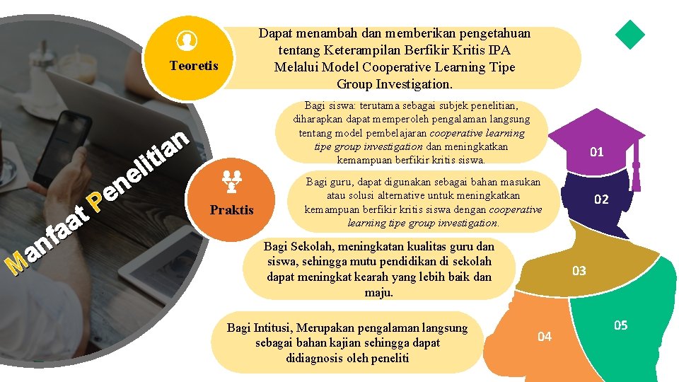 Dapat menambah dan memberikan pengetahuan tentang Keterampilan Berfikir Kritis IPA Melalui Model Cooperative Learning