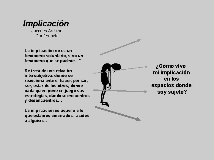 Implicación Jacques Ardoino Conferencia La implicación no es un fenómeno voluntario, sino un fenómeno