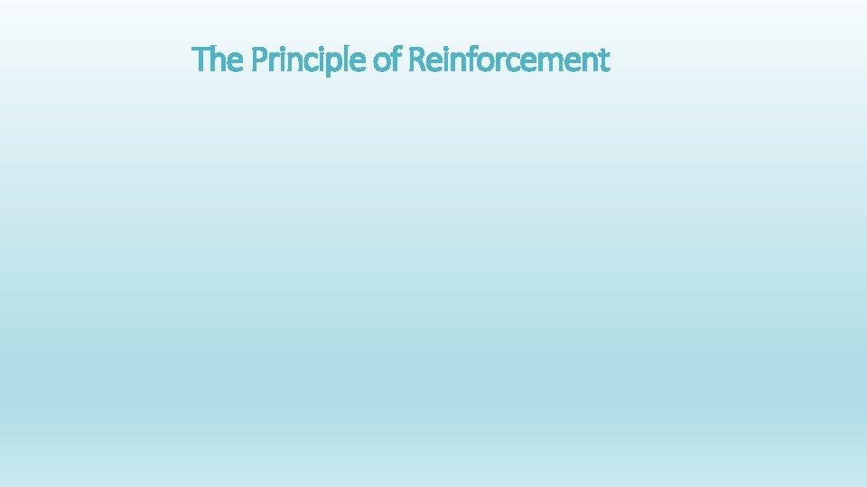 The Principle of Reinforcement 