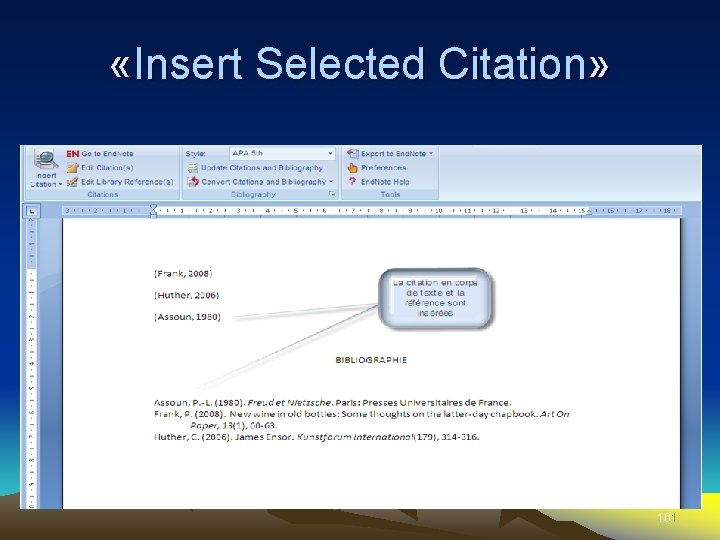  «Insert Selected Citation» 101 