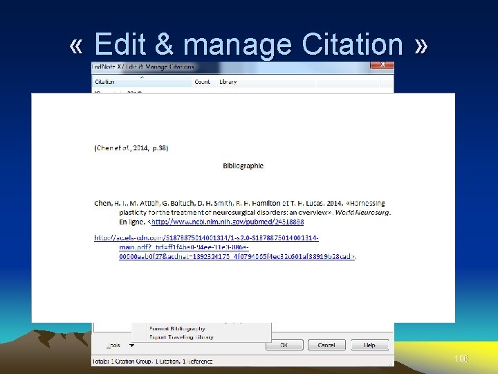  « Edit & manage Citation » 106 