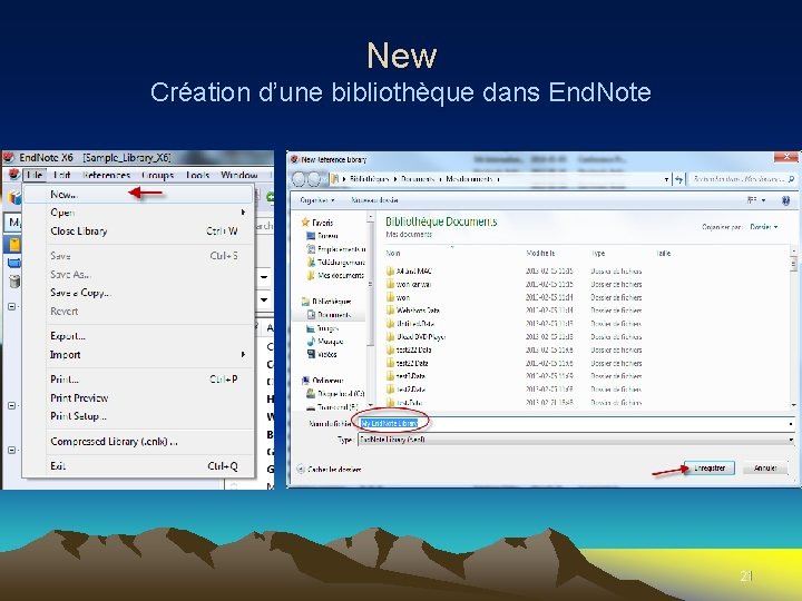 New Création d’une bibliothèque dans End. Note 21 