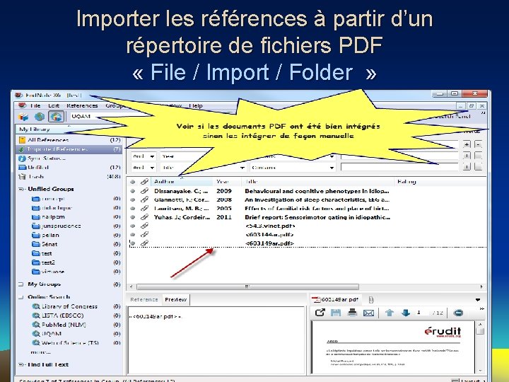 Importer les références à partir d’un répertoire de fichiers PDF « File / Import