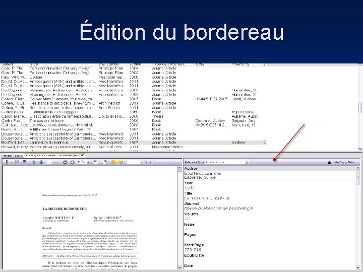 Édition du bordereau 73 