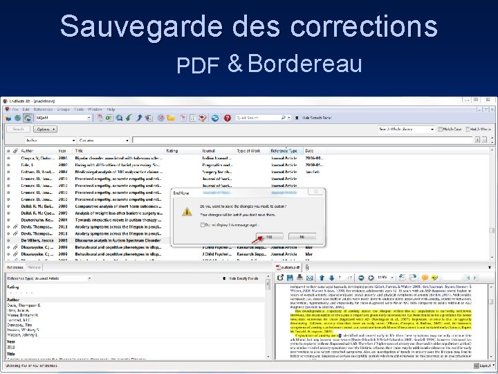 Sauvegarde des corrections PDF & Bordereau 75 