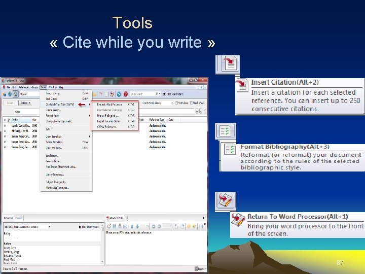 Tools « Cite while you write » 87 