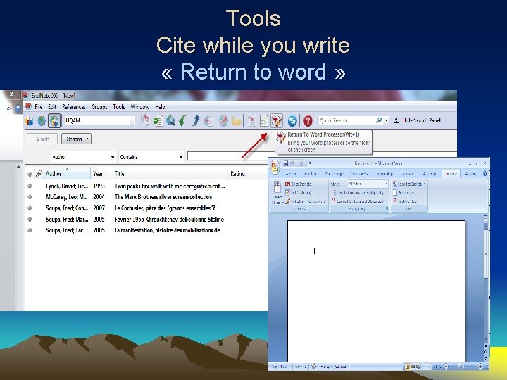 Tools Cite while you write « Return to word » 88 