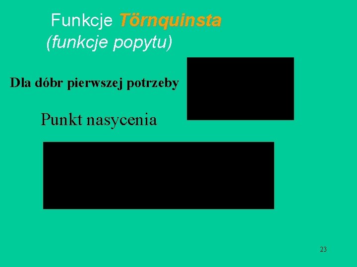  Funkcje Törnquinsta (funkcje popytu) Dla dóbr pierwszej potrzeby Punkt nasycenia 23 