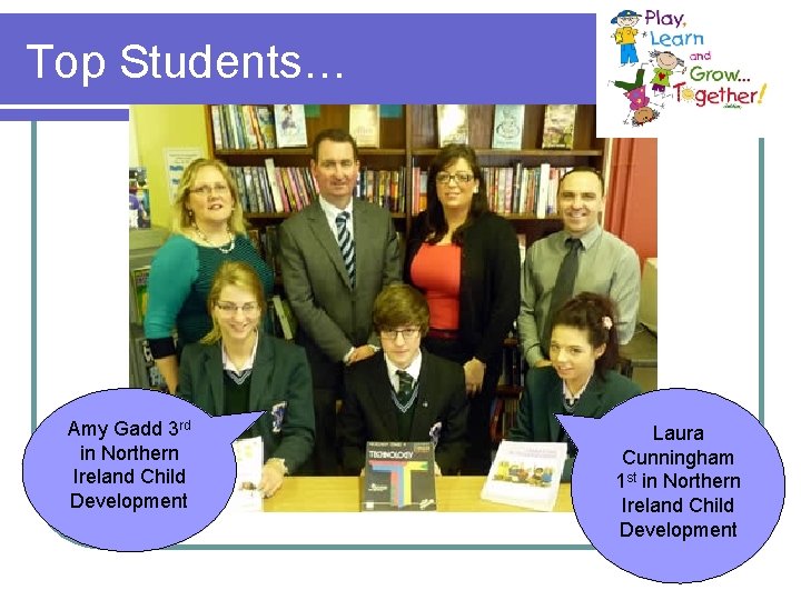 Top Students… Amy Gadd 3 rd in Northern Ireland Child Development Laura Cunningham 1