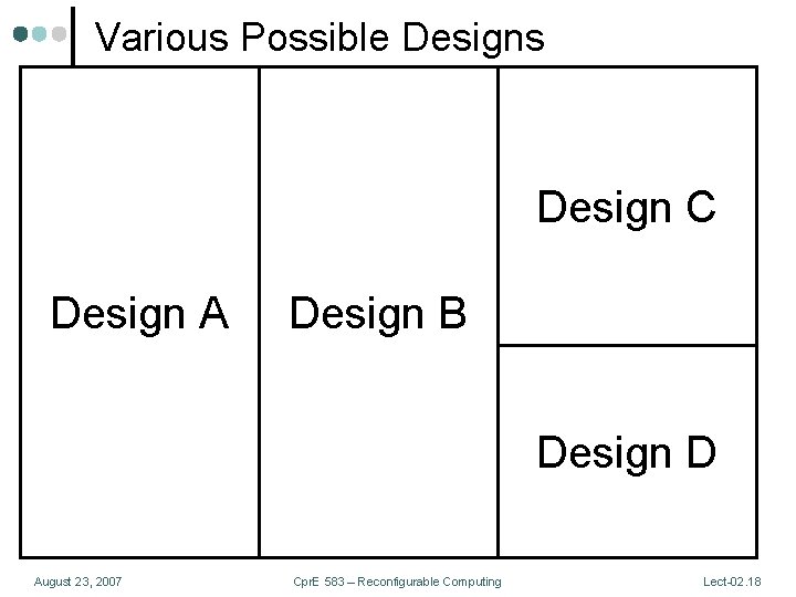 Various Possible Designs A x x A B C B x x x B