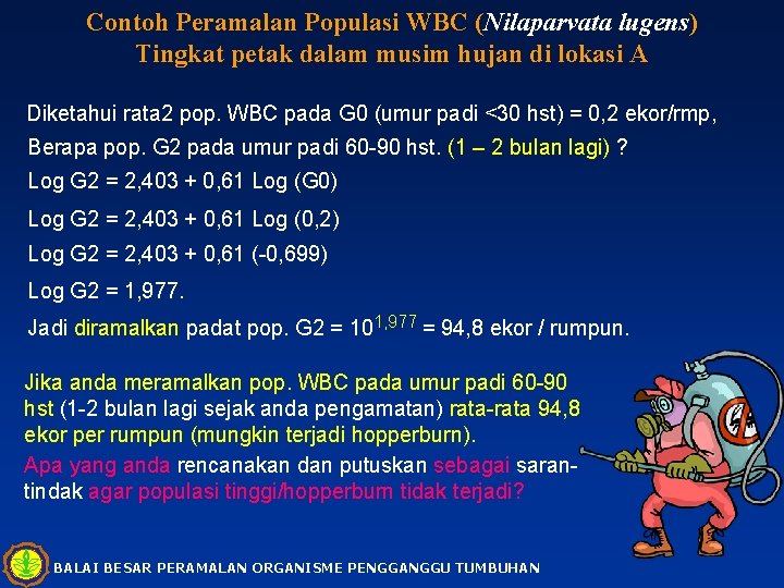 Contoh Peramalan Populasi WBC (Nilaparvata lugens) Tingkat petak dalam musim hujan di lokasi A