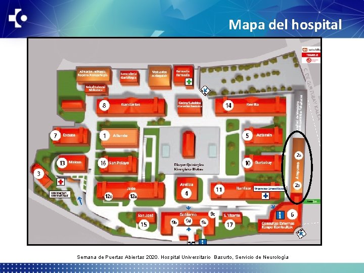 Mapa del hospital Semana de Puertas Abiertas 2020. Hospital Universitario Basurto, Servicio de Neurología