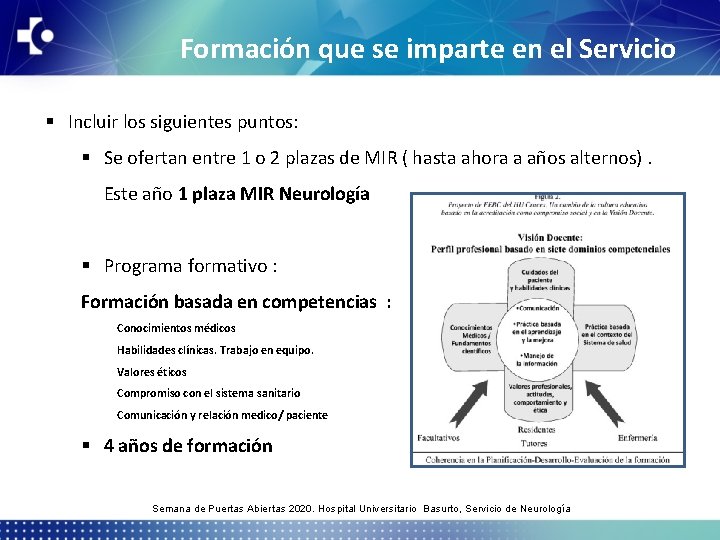 Formación que se imparte en el Servicio § Incluir los siguientes puntos: § Se