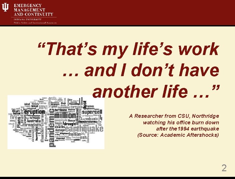 “That’s my life’s work … and I don’t have another life …” A Researcher