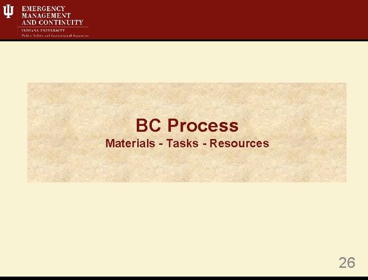 BC Process Materials - Tasks - Resources 26 