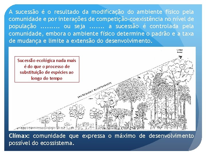 A sucessão é o resultado da modificação do ambiente físico pela comunidade e por