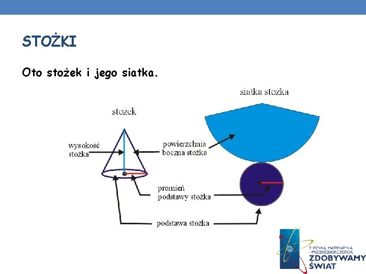 STOŻKI Oto stożek i jego siatka. STOŻKI Oto stożek i jego siatka.
