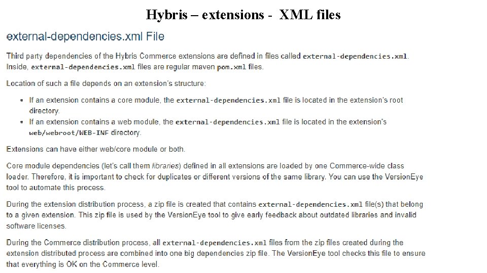 Hybris – extensions - XML files 