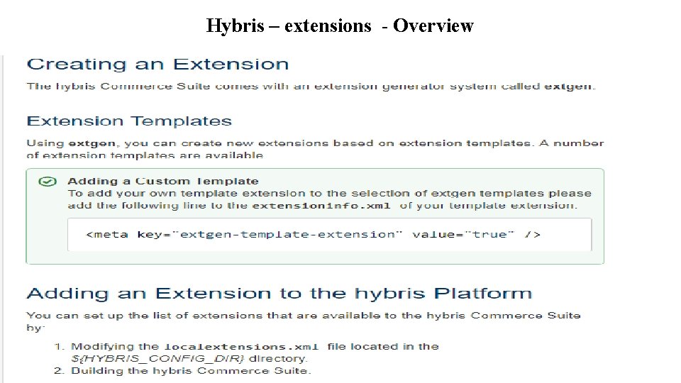 Hybris – extensions - Overview 