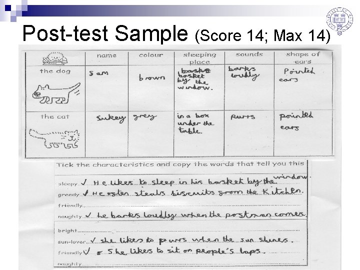 Post-test Sample (Score 14; Max 14) 