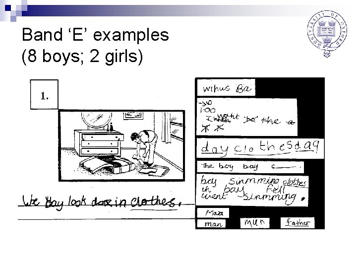 Band ‘E’ examples (8 boys; 2 girls) 