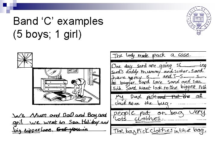 Band ‘C’ examples (5 boys; 1 girl) 