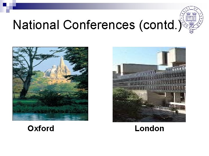 National Conferences (contd. ) Oxford London 
