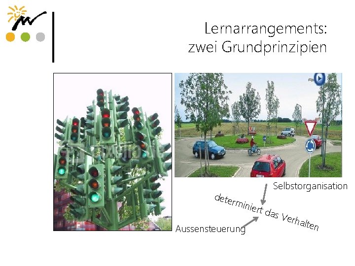 Lernarrangements: zwei Grundprinzipien Selbstorganisation dete rmin Aussensteuerung iert d as V erha lten 