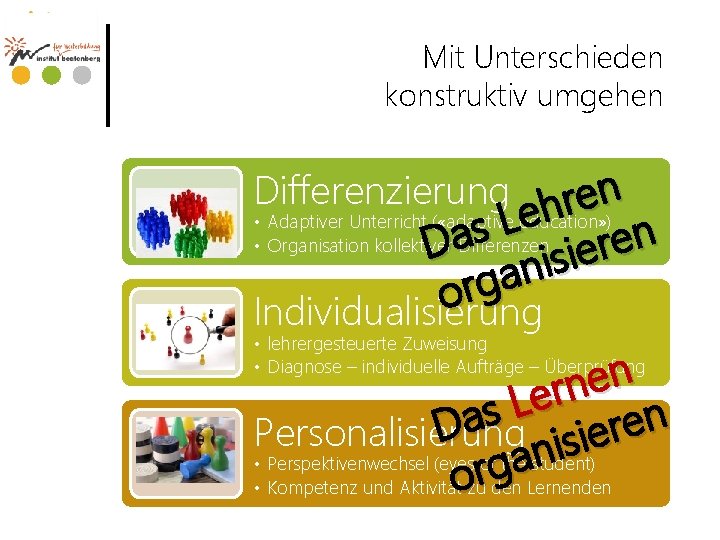 Mit Unterschieden konstruktiv umgehen Differenzierung hren • Adaptiver Unterricht ( «adaptive e Leducation» )