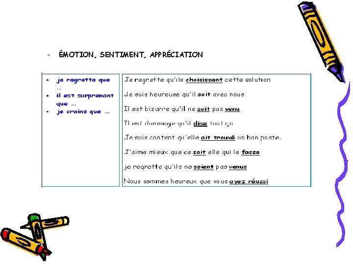 – ÉMOTION, SENTIMENT, APPRÉCIATION – ÉMOTION, SENTIMENT, APPRÉCIATION