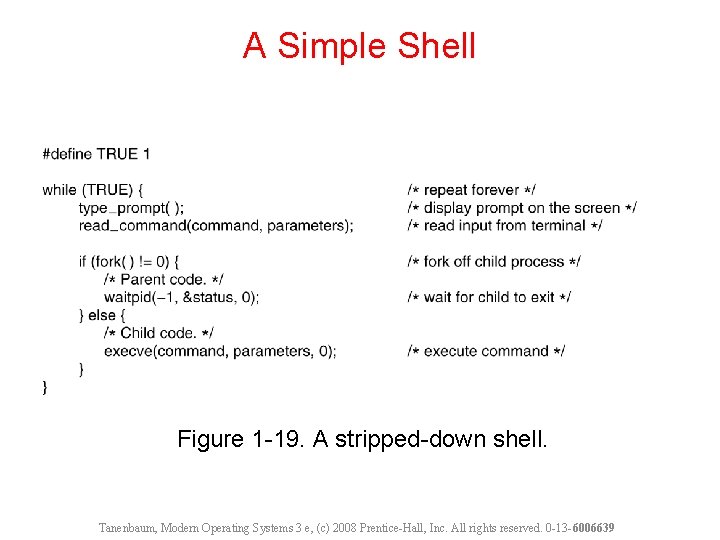 A Simple Shell Figure 1 -19. A stripped-down shell. Tanenbaum, Modern Operating Systems 3