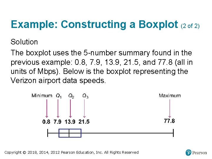 Example: Constructing a Boxplot (2 of 2) Solution The boxplot uses the 5 -number