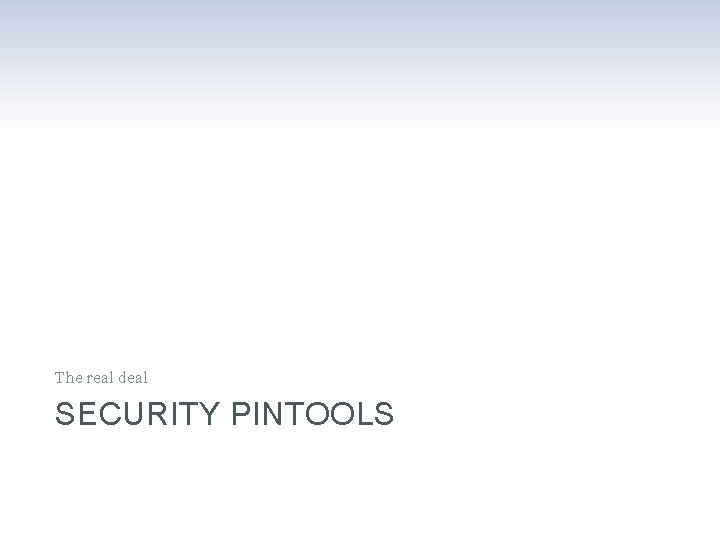 The real deal SECURITY PINTOOLS 