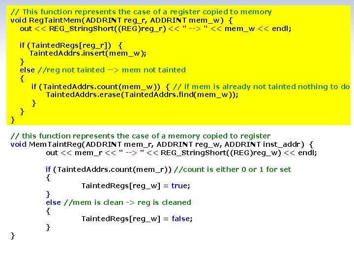 // This function represents the case of a register copied to memory void Reg.