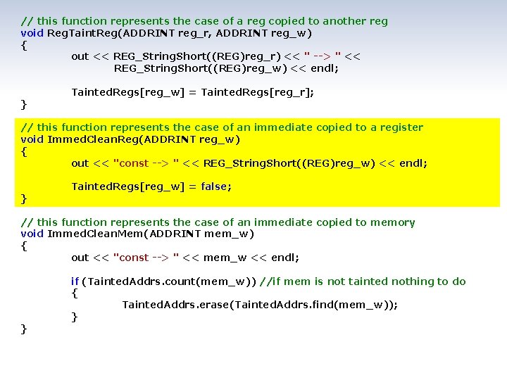 // this function represents the case of a reg copied to another reg void
