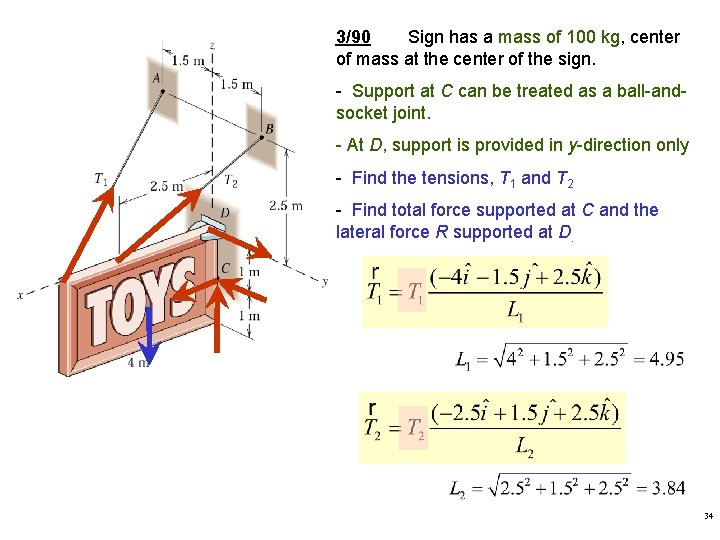 3/90 Sign has a mass of 100 kg, center of mass at the center 3/90 Sign has a mass of 100 kg, center of mass at the center