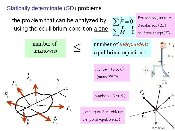 Statically determinate (SD) problems the problem that can be analyzed by using the equilibrium Statically determinate (SD) problems the problem that can be analyzed by using the equilibrium