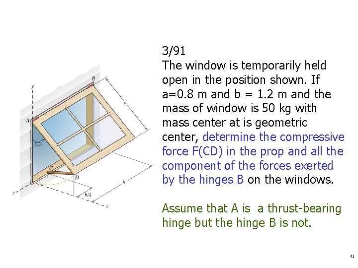 3/91 The window is temporarily held open in the position shown. If a=0. 8 3/91 The window is temporarily held open in the position shown. If a=0. 8